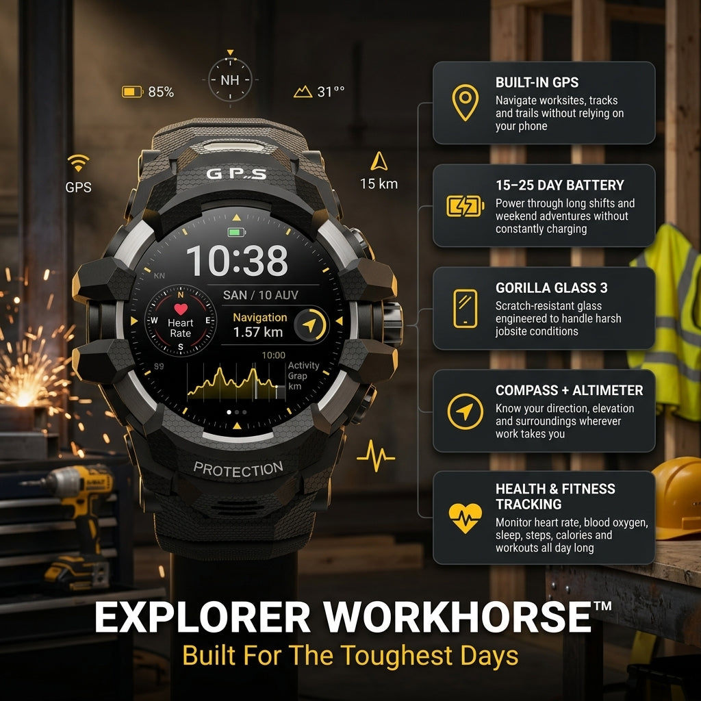 Explorer Workhorse™ Rugged GPS Smartwatch – Built For The Hard Yards