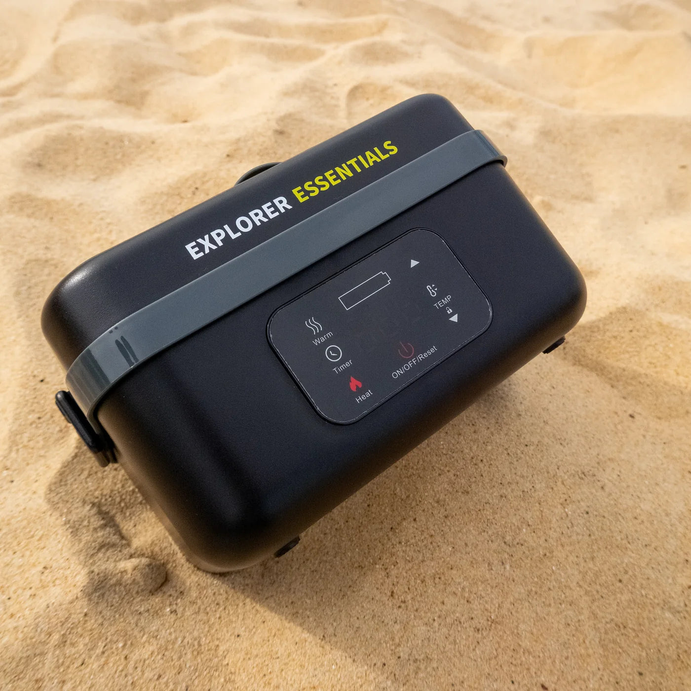 Explorer heated lunchbox on the sand